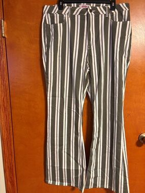 Wrangler Olive & White Vertical Stripe Wide Leg Pants